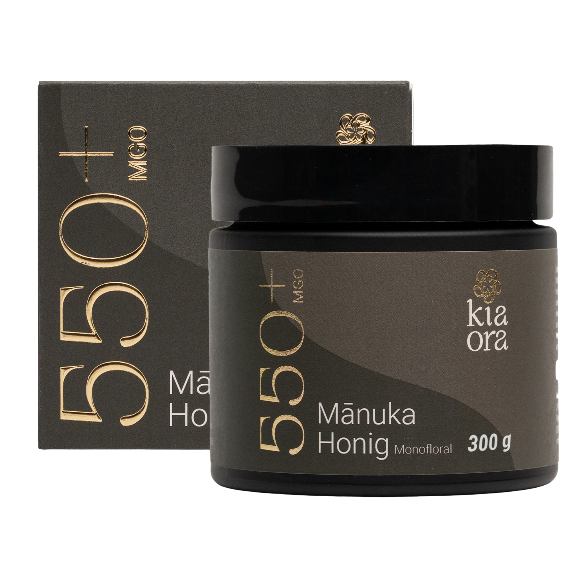 Kiaora Manuka Honig MGO 550+ im Braunglas mit Verpackung