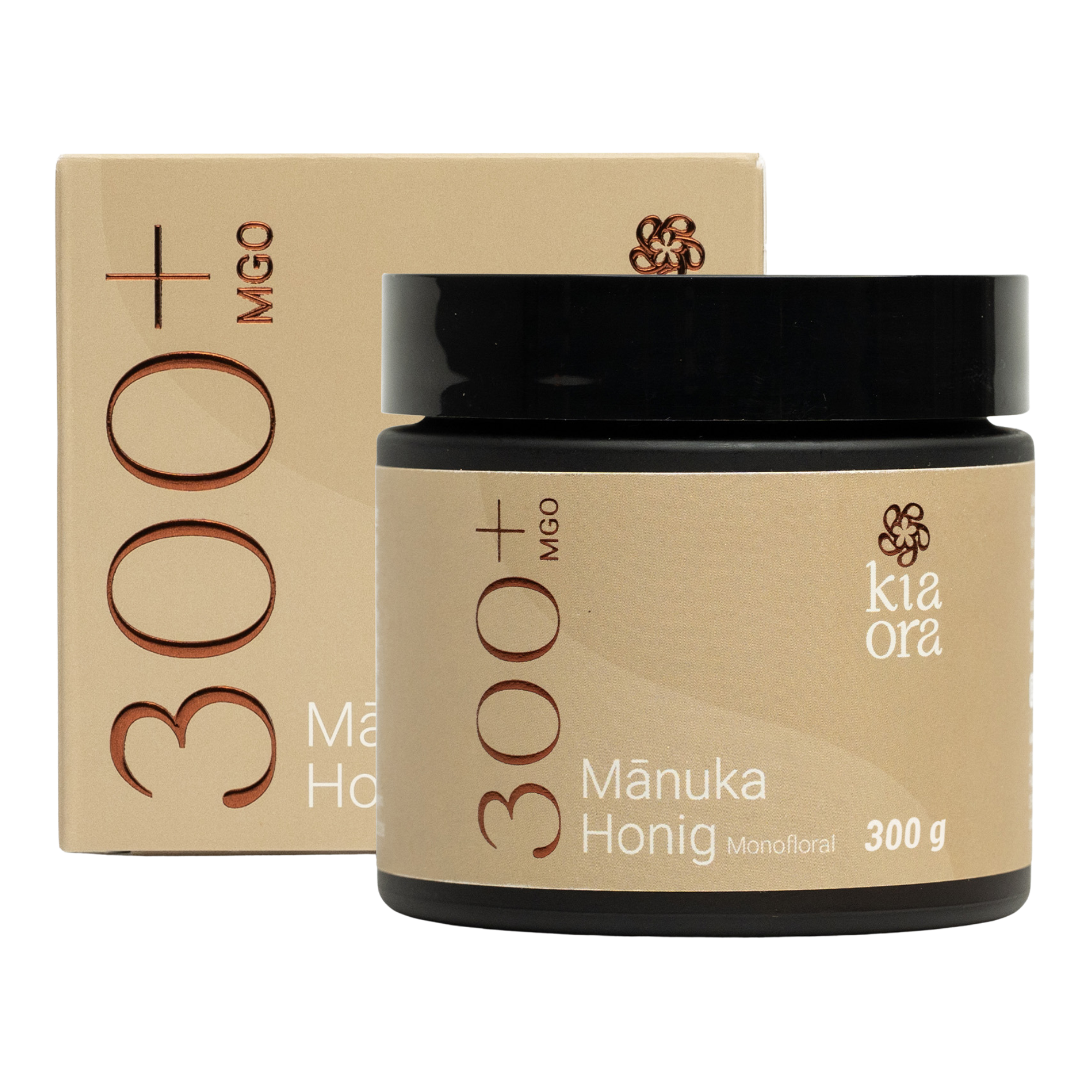 Kiaora Manuka Honig MGO 300+ im Braunglas mit Verpackung