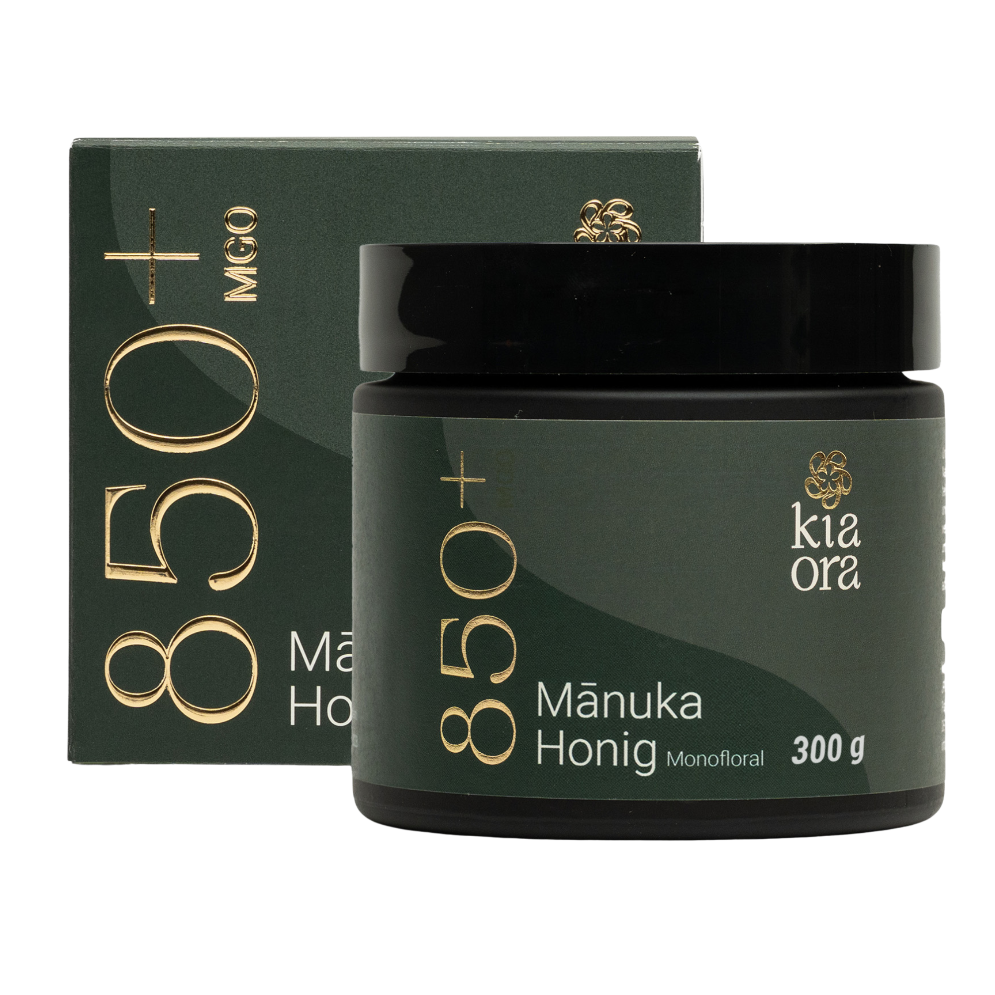 Kiaora Manuka Honig MGO 850+ im Braunglas mit Verpackung